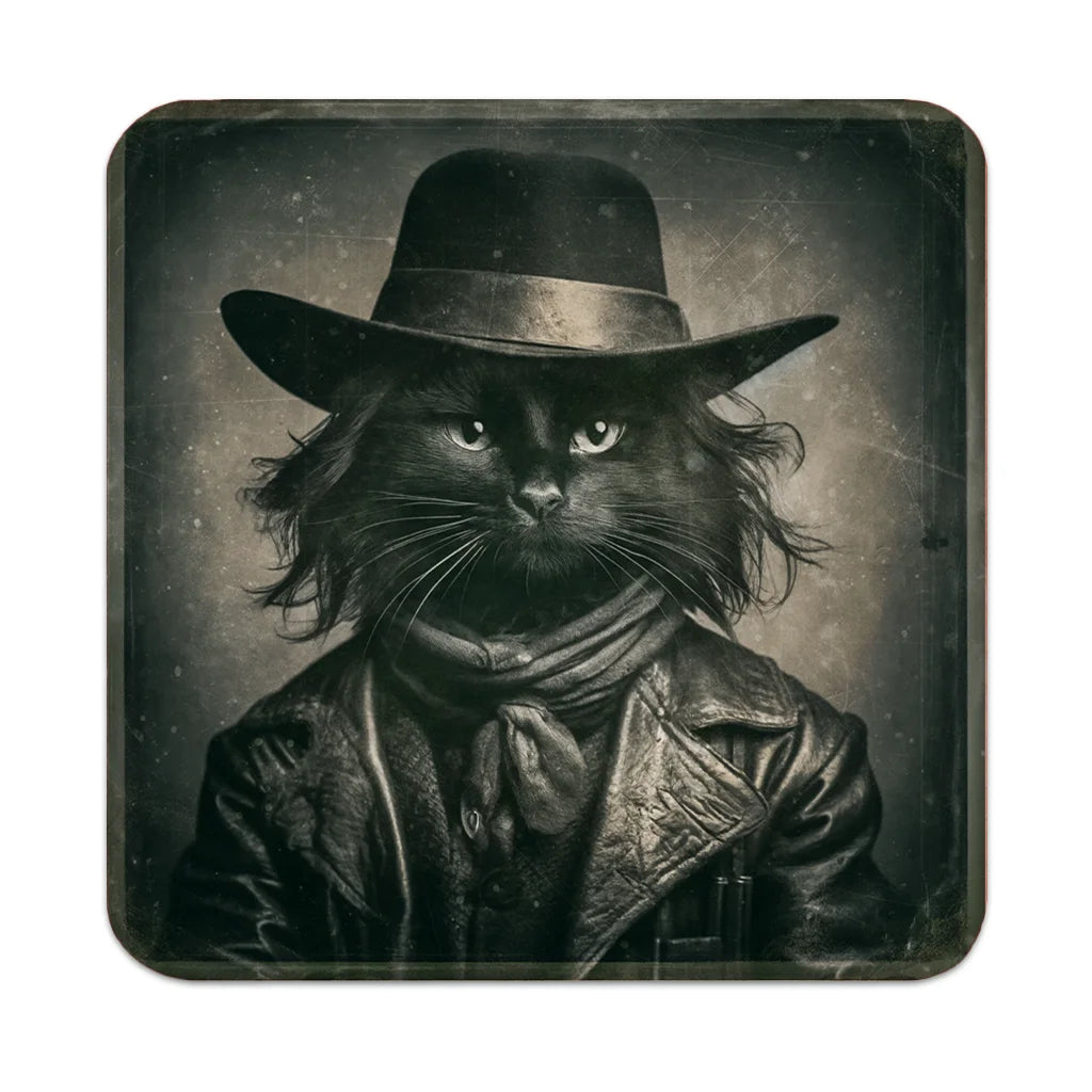 Most Wanted Cats - Long Black Hair Cat - Cork Back Coaster