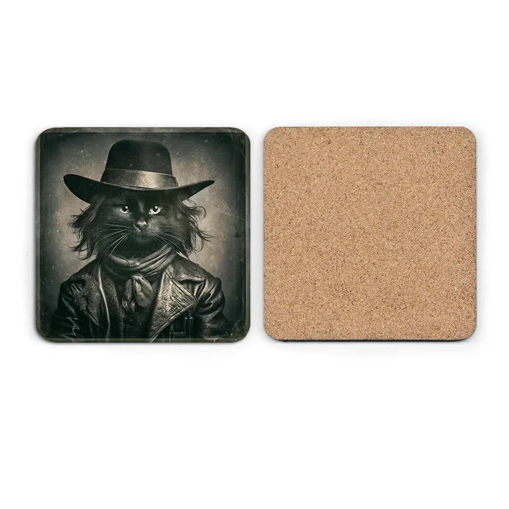 Most Wanted Cats - Long Black Hair Cat - Cork Back Coaster