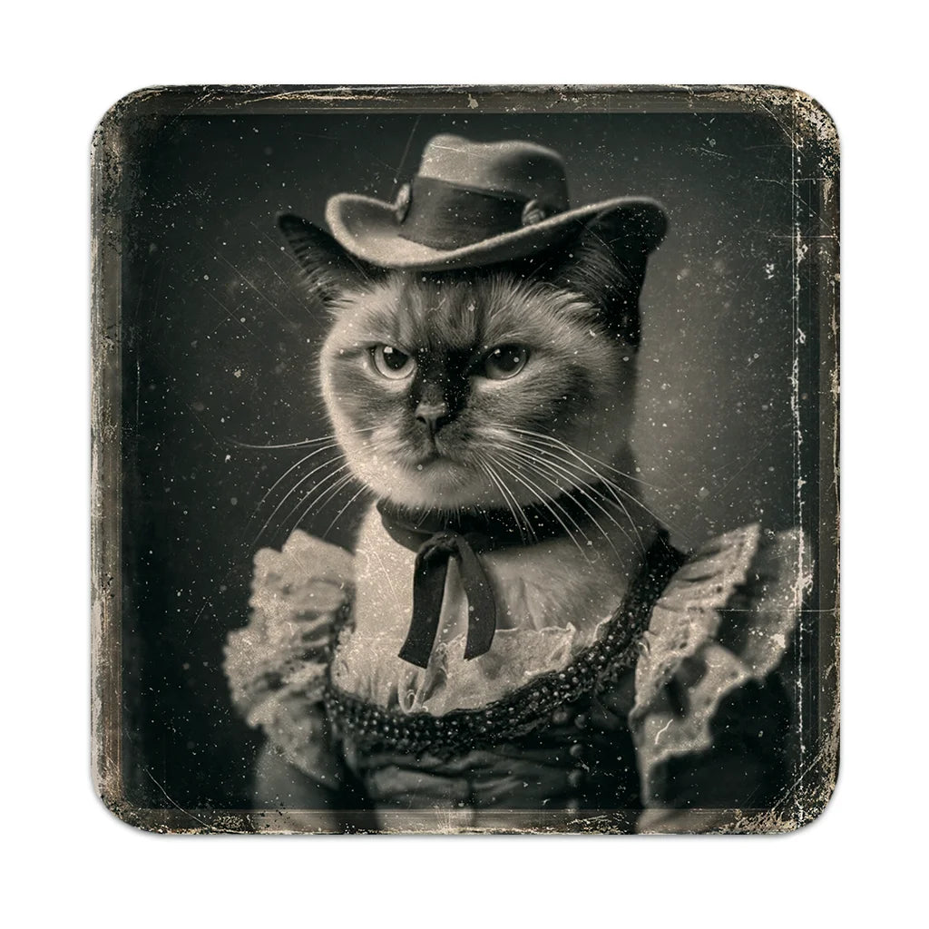 Most Wanted Cats - Siamese Lady Cat - Cork Back Coaster