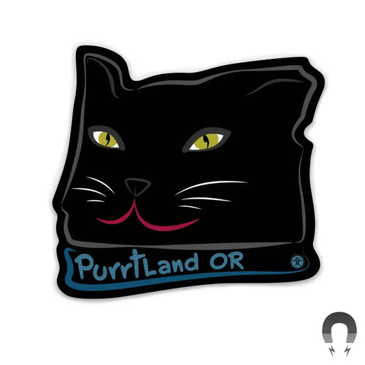 Black Cat Purrtland  - Flexible Refrigirator Magnet